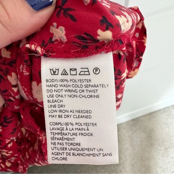 Kimchee Blue Silky Sabrina Shirt Dress Size Small Red Floral ASO Vampire Diaries - Picture 16 of 16